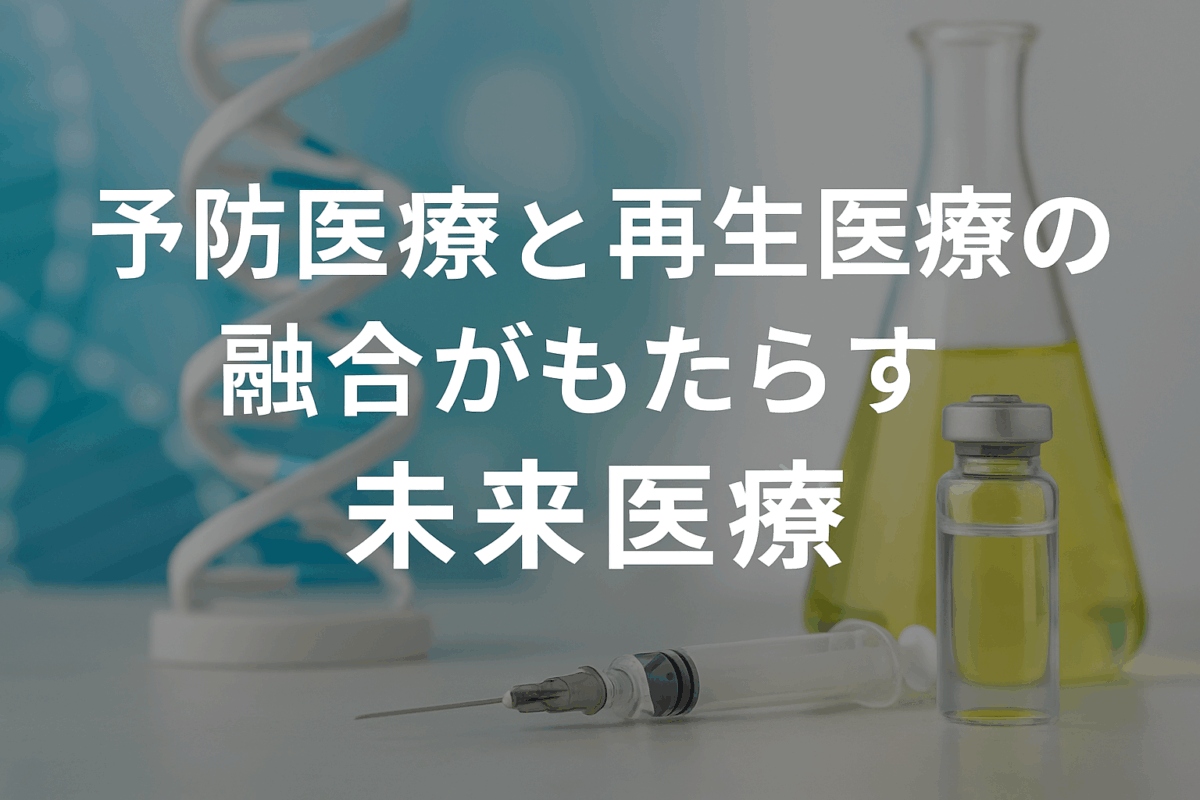 再生医療と予防医療が融合した未来型医療を象徴するビジュアル